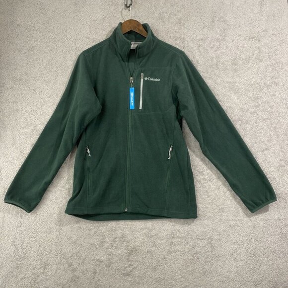 NEW Columbia Mens S Green Full-Zip Fleece Jacket Polyester Lightweight - Picture 1 of 7
